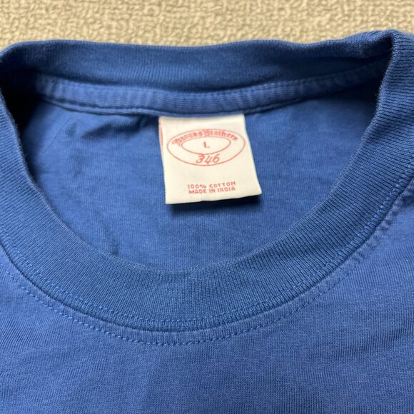 STAINS Brooks Brothers Shirt 346 Mens Large Short Sleeve Blue T-Shirt Logo - Picture 7 of 9